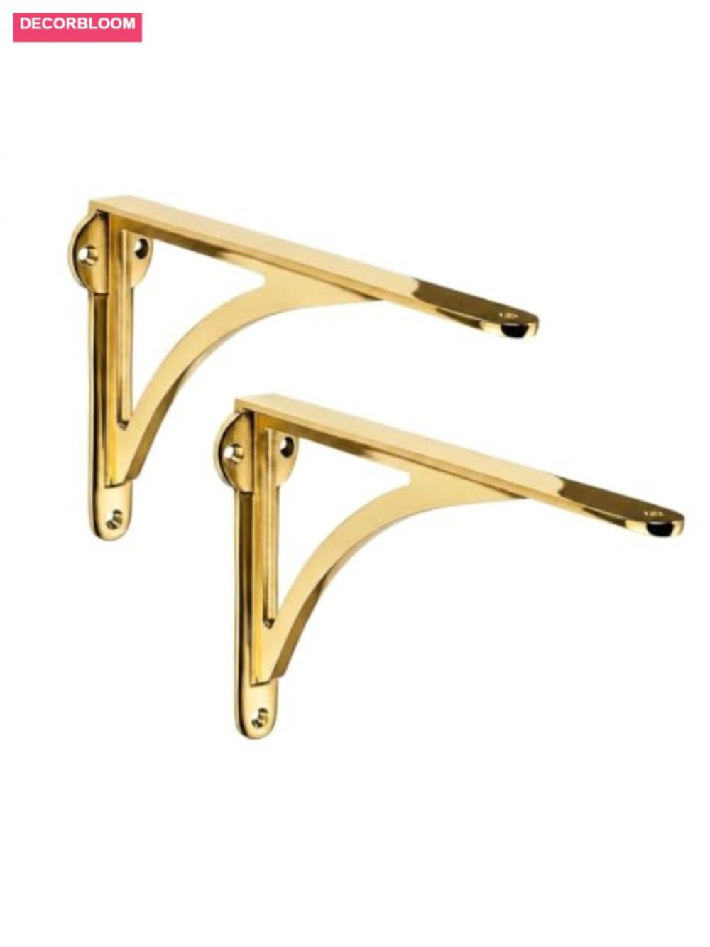 Solid Brass Decorative Shelf Brackets 7 inch Wall Mounted 2 Pack Unlacquered